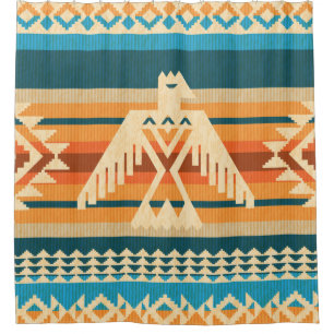 Navajo style abstract seamless pattern with eagle 