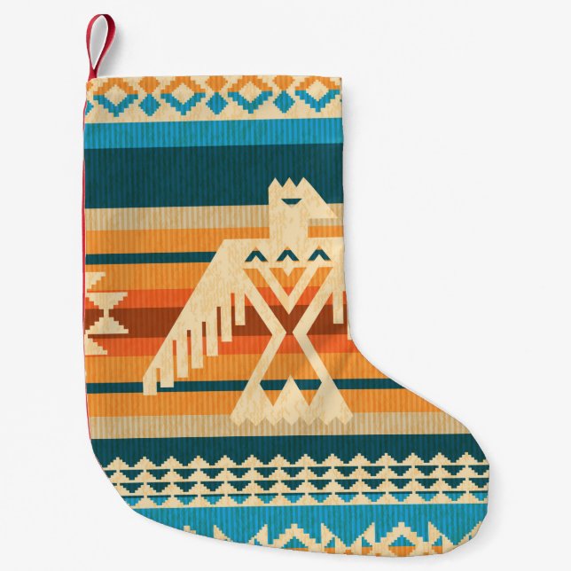 Navajo style abstract seamless pattern with eagle  small christmas stocking (Front)
