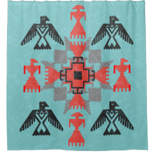Navajo style ethnic ornament with birds and abstra