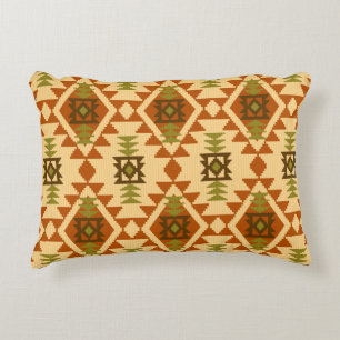 Navajo style ethnic tribal geometric seamless Vint Accent Pillow