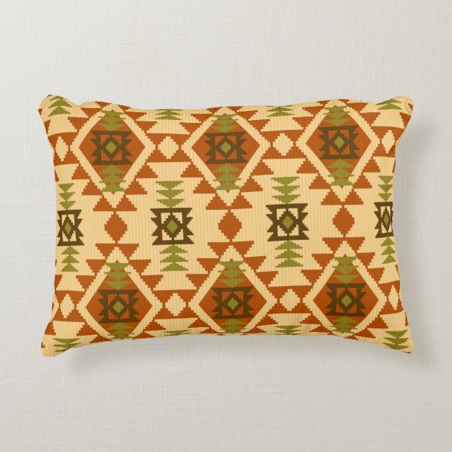 Navajo style ethnic tribal geometric seamless Vint Accent Pillow (Front)