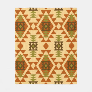 Navajo style ethnic tribal geometric seamless Vint Fleece Blanket