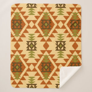 Navajo style ethnic tribal geometric seamless Vint Sherpa Blanket