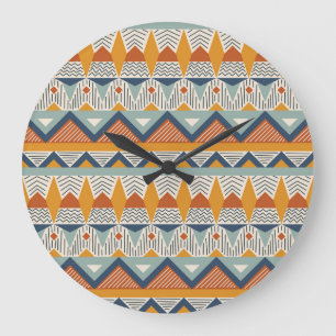 Navajo Style Seamless Pattern Design Large Clock