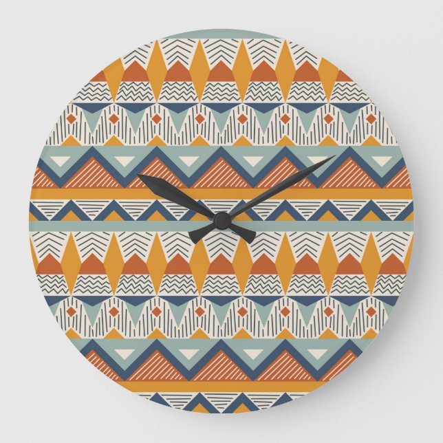 Navajo Style Seamless Pattern Design Large Clock (Front)