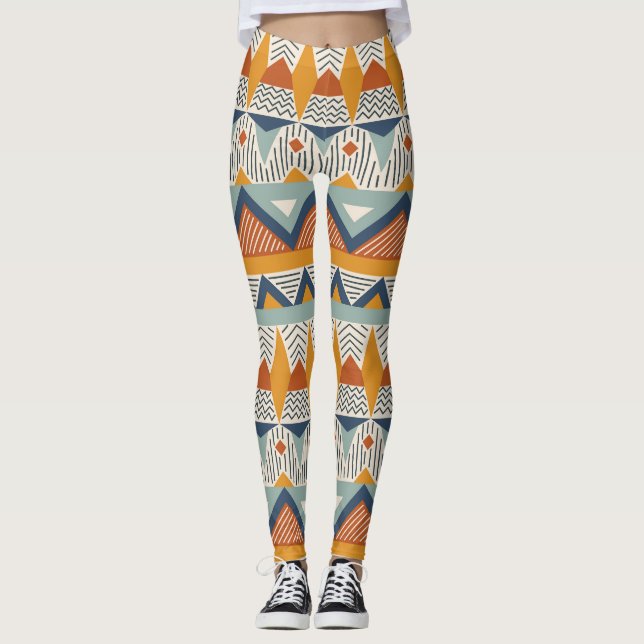 Navajo Style Seamless Pattern Design Leggings (Front)