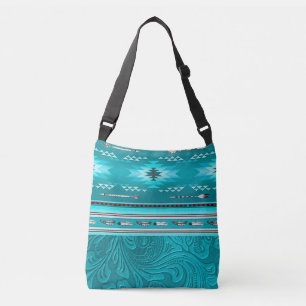 Navajo Tribal Turquoise Faux Leather Tool Crossbody Bag