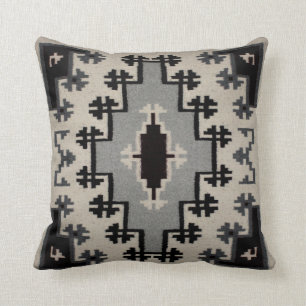 Navajo - Two Grey Hills Design II Throw Pillow