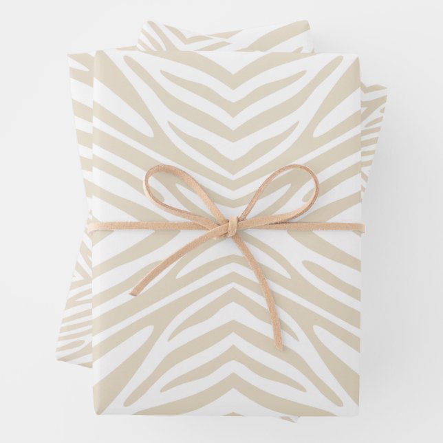 Navajo White Neutral Zebra Wrapping Paper Sheet (In situ)