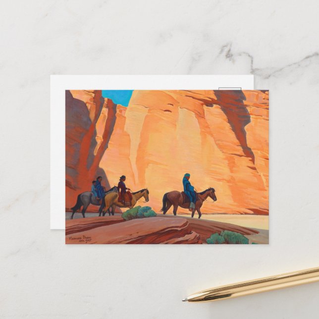 Navajos in a Canyon by Maynard Dixon Postcard (Front/Back In Situ)