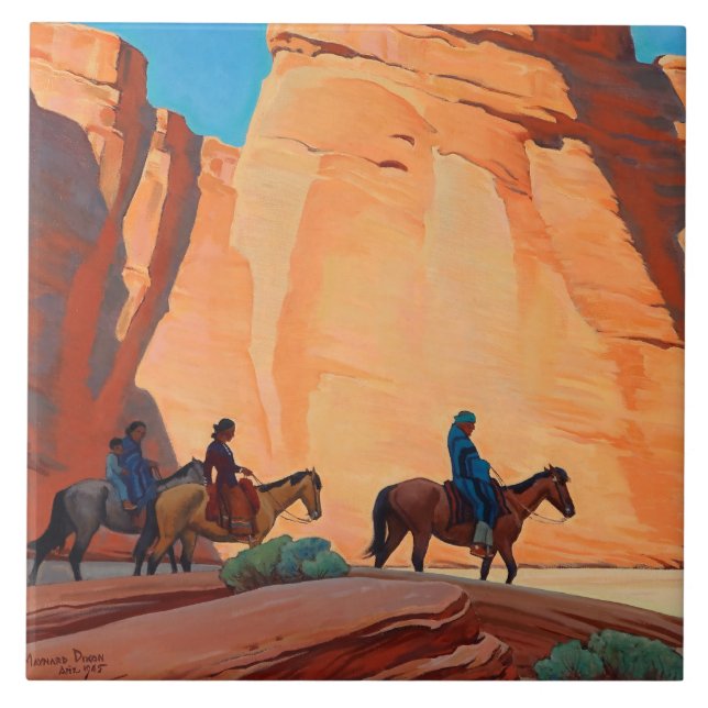 “Navajos in a Canyon” by Maynard Dixon Tile (Front)