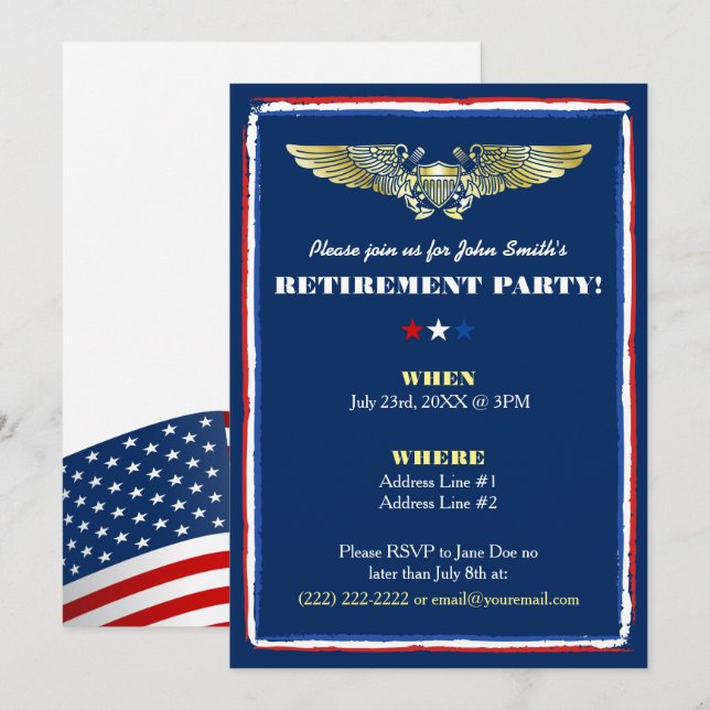Naval Air Force Retirement Party Invitations (Front/Back)