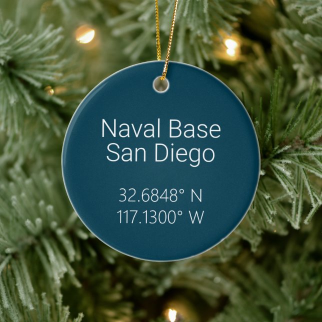 Naval Base San Diego Map Coordinates Personalized Ceramic Ornament (Tree)