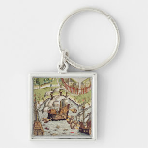 Naval Battle between the Portuguese and French Keychain