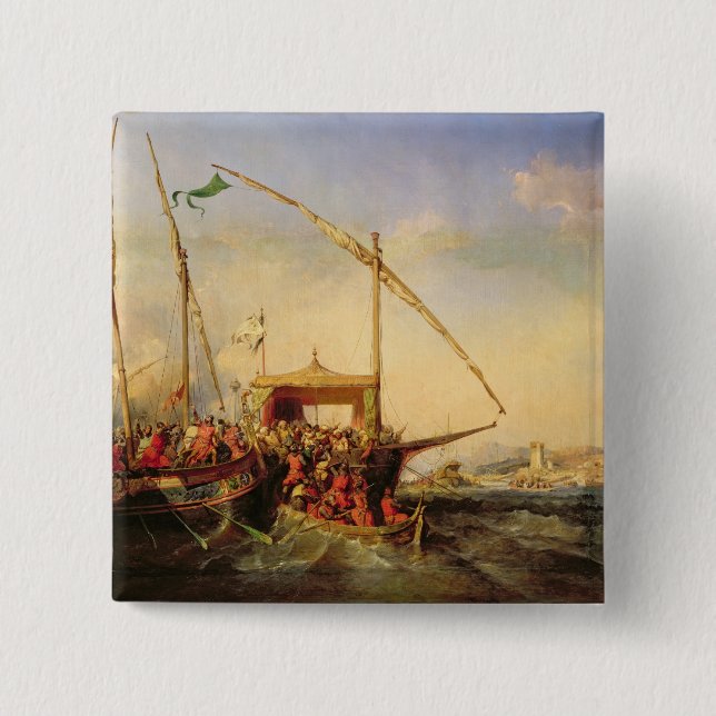 Naval Battle of Imbre in 1346, 1842 2 Inch Square Button (Front)
