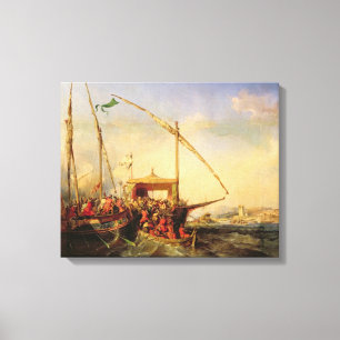 Naval Battle of Imbre in 1346, 1842 Canvas Print