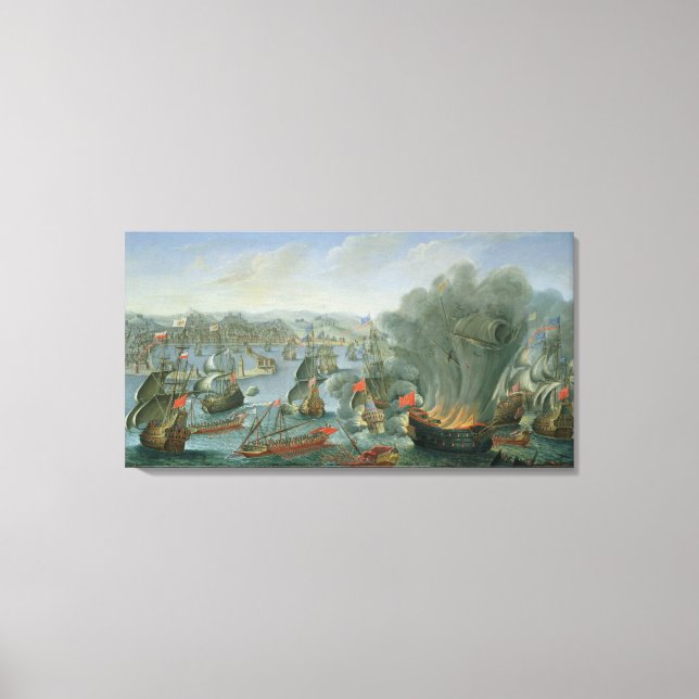 Naval Battle with the Spanish Fleet Canvas Print (Front)