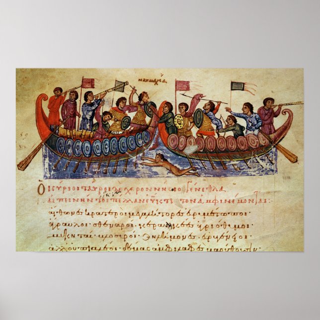 Naval Combat between two Ships Poster (Front)