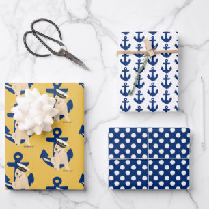 Naval Pup Annapolitan Wrapping Paper Set of 3