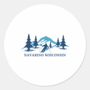 Navarino Wisconsin Ski Resort Skiing Skier _1 Classic Round Sticker