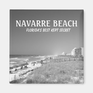 NAVARRE BEACH FLORIDA B&W MAGNET