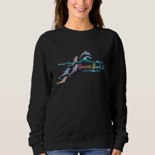 Navarre Beach Florida Colourful Dolphin Lover Beac Sweatshirt