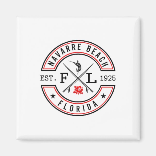 Navarre Beach Florida Fl Retro Surfer Beach Front  Magnet (Front)