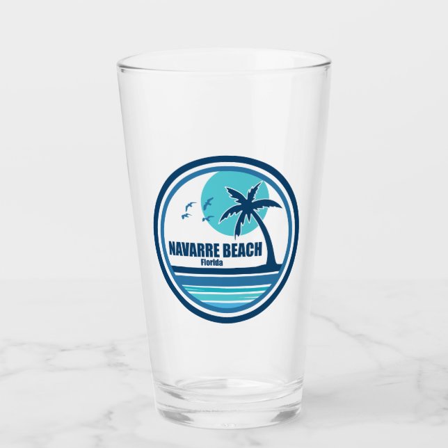 Navarre Beach Florida Palm Tree Birds Glass (Front)