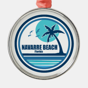Navarre Beach Florida Palm Tree Birds Metal Ornament