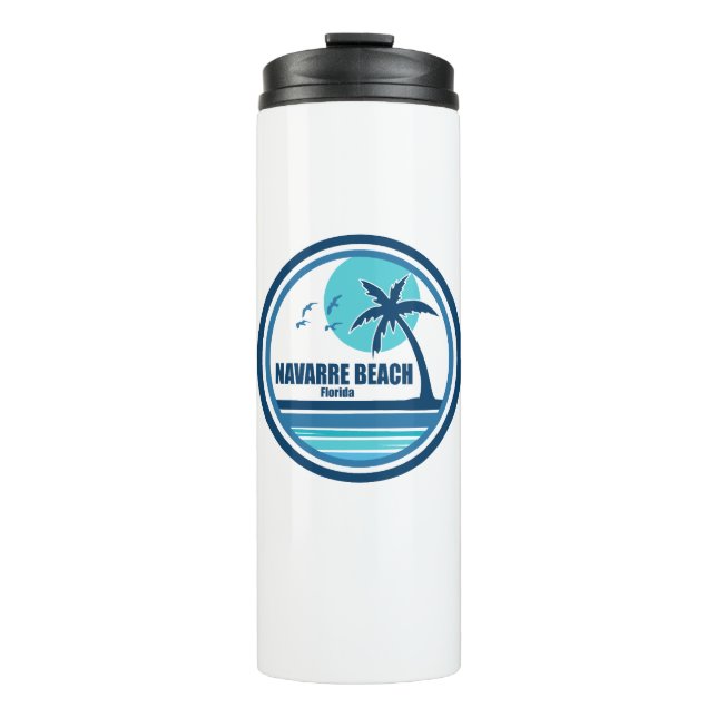 Navarre Beach Florida Palm Tree Birds Thermal Tumbler (Front)