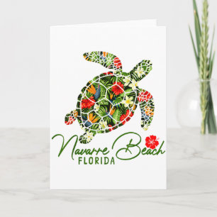 Navarre Beach Florida Sea Turtle Tropical Hibiscus Card