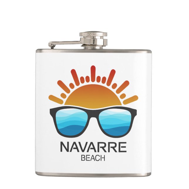 Navarre Beach Florida Sunglasses Hip Flask (Front)