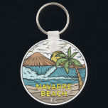 Navarre Beach Florida Vintage  Keychain<br><div class="desc">Navarre Beach hand drawn illustration with mountains and ocean waves in the background. Perfect for anyone who loves to visit Navarre Beach.</div>