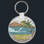 Navarre Beach Florida Vintage  Keychain<br><div class="desc">Navarre Beach hand drawn illustration with mountains and ocean waves in the background. Perfect for anyone who loves to visit Navarre Beach.</div>