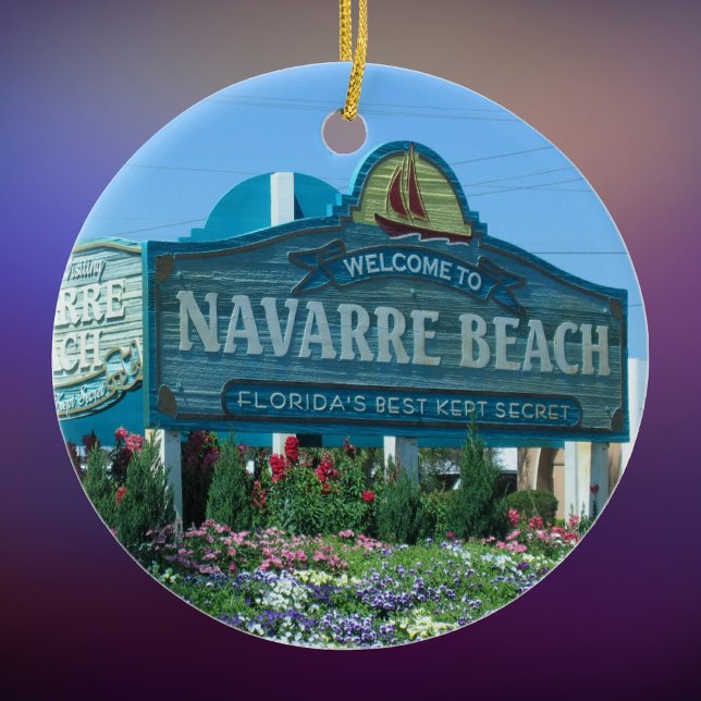 Navarre Beach Florida welcome sign Ceramic Ornament (Creator Uploaded)