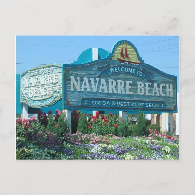 Navarre Beach, Florida, Welcome Sign Postcard (Front)