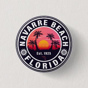 Navarre Florida Beach Retro Sunset Palm Trees 60s 1 Inch Round Button