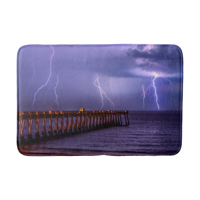 Navarre Florida Lightning Storm Bath Mat (Front)