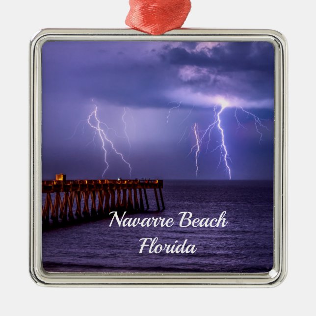 Navarre Florida Lightning Storm Premium Ornament (Front)
