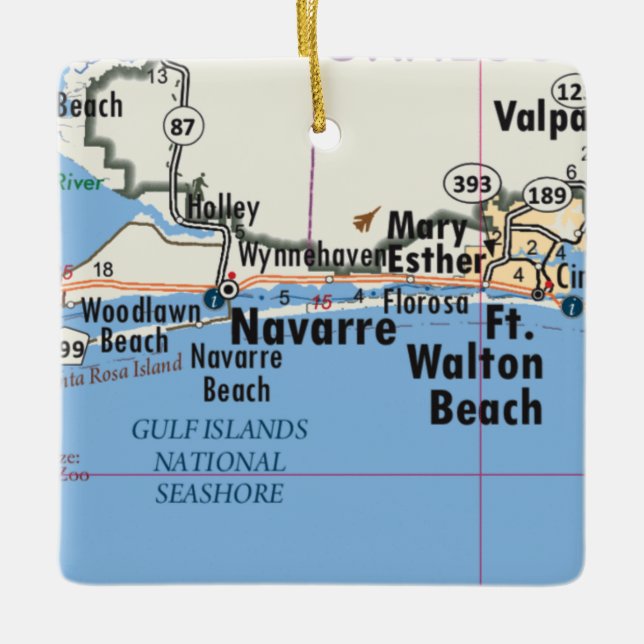Navarre Florida Map Ceramic Ornament (Front)
