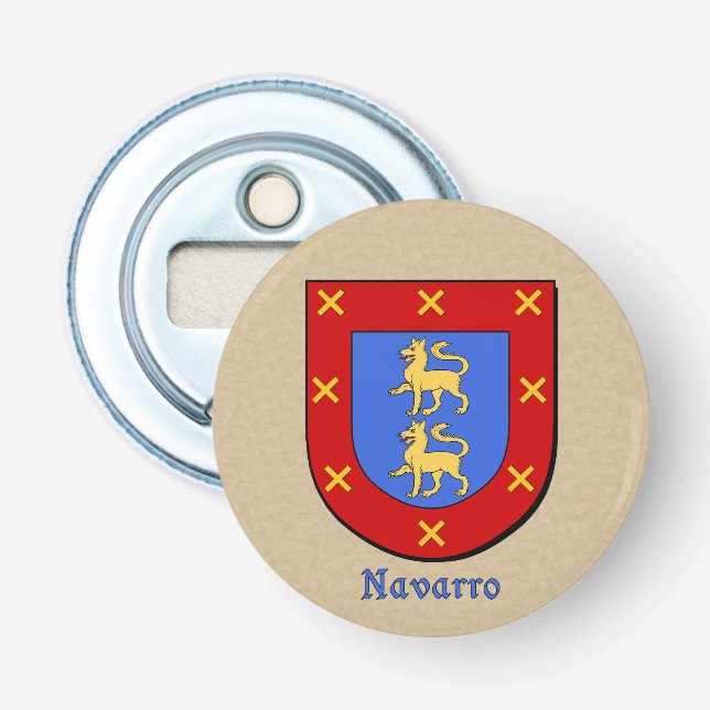 Navarro Heraldic Arms on Parchment Bottle Opener (Front)