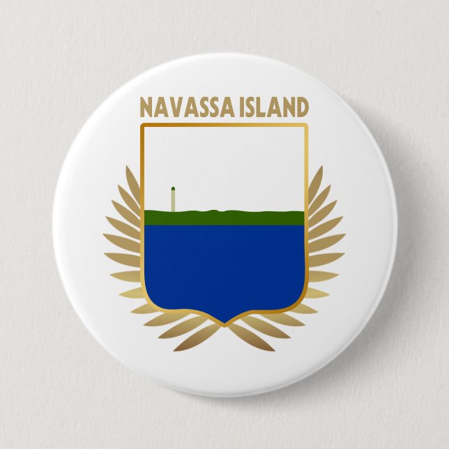 Navassa Island Flag Shield 3 Inch Round Button (Front)