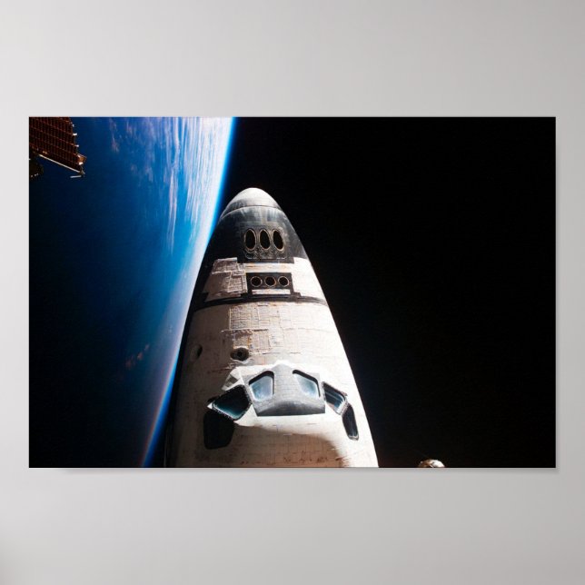 Navette spatiale dans l'espace poster avec la terr (Devant)