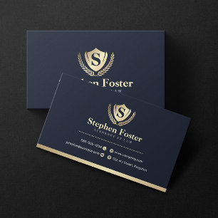 Navey Blue, Gold Attorney At Law Scales Of Justice Business Card