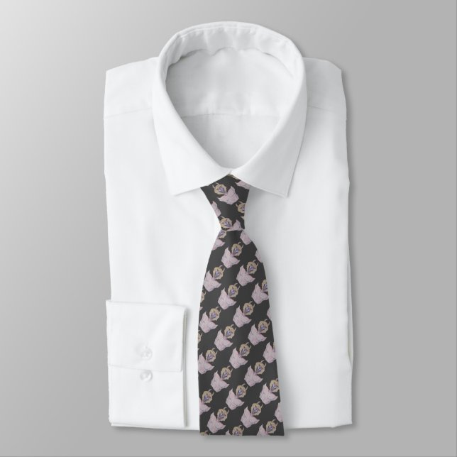 navey with demon with horns and red eyes spooky tie (Tied)