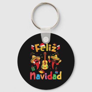 Navidad Mexican Fiesta Hot Pepper Guitar Xmas Part Keychain