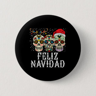 Navidad Sugar Skulls Reindeer Santa Mexican Christ 2 Inch Round Button