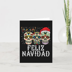 Navidad Sugar Skulls Reindeer Santa Mexican Christ Card