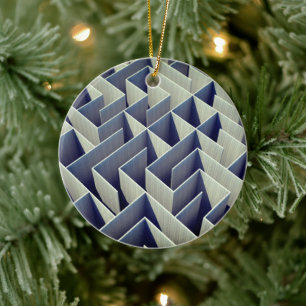 Navigate Nostalgia: Permutation Maze Ceramic Ornament
