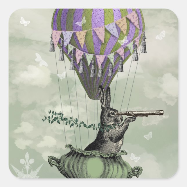 Navigating Rabbit Square Sticker (Front)